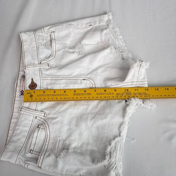 SO Super High-Rise Cut Off Short Distressed Embroider Rainbow Pocket White 7/28W - Picture 13 of 13